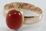 Ring Gg 585 & 000, trouwing met carneool, (Voorzien van gravure) ø 59, ca.3,2 gr