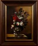 J. Wessels, bloemstilleven, Wessels 20e eeuw, olieverf op linnen, vaas met bloemen 30x40cm