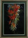 Gouache '84, bloemen, Onduidelijk gesigneerd 1984, gouache op papier, bloemen 62x41cm