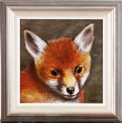 J. Schunselaar, vos, Schunselaar (Enschede), olieverf op linnen, vos 30x30cm