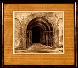 P.A. Nijgh, ets, Pieter Arie Nijgh 21/100 (1876 - 1959 Enschede), ets op papier, Romikerk portaal Enschede 32x27cm