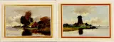 Pendant F. van Osch ca, landschap, 1940, olieverf op paneel, Twee Hollandse riviergezichten 31x21cm