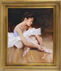 Onduidelijk gesigneerd, danseres, Ongesigneerd 20e eeuw, olieverf op linnen, balletdanseres 50x60cm