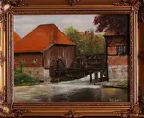 Schilderij Nijland, watermolen, Nijland, olieverf op linnen, watermolen van Haaksbergen 30x40cm
