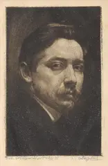 Dirk Harting, zelfportret, Dirk Harting (Saratoga 1884 - Haarlem), mezzotint op papier, zelfportret nr