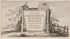 Zes gravures 18e eeuw, landschappen "gedruck by J.C, 18e eeuw, Zes gravures 18e eeuw, landschappen "gedruck by J.C