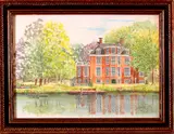 M. Maat, Vechtoever, Maat 1989, aquarel op papier, Vechtoever Maarssen 38x28cm