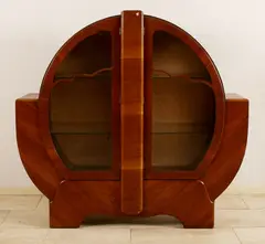Engelse Art Deco vitrine, notenhout, Engelse notenhout fineer Art Deco vitrinekast, mooie vormgeving in goede originele staat 126x134x35cm