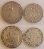 2 Munten, Reichsmarken, 2 Munten; 1x 2 Reichsmark 1933 J, Cond.: ZF, 1x 5 Reichsmark 1933 A "Maarten Luther", (rand iets beschadigd) Cond.: P-