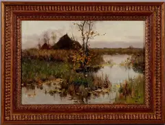 Adrianus Zwart, Sibculo, Arie Johannes Zwart (1903 Rijswijk - 1981), olieverf op paneel, plasgezicht 34x23cm