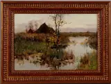 Adrianus Zwart, Sibculo, Arie Johannes Zwart (1903 Rijswijk - 1981), olieverf op paneel, plasgezicht 34x23cm