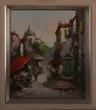 R. Kamman, stadsgezicht Parijs, Kamman (verso etiket kunsthandel Roelofs), olieverf op linnen, stadsgezicht Parijs 50x60cm
