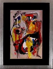Jan te Wierik, acryl op papier, fantasiefiguur 22,5x14,5cm, acryl, Jan te Wierik, acryl op papier, fantasiefiguur 22,5x14,5cm