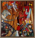 Russische School, riddergevecht 1989, Cygankov 1989 (Russische school), olieverf op linnen, "Turnyras" 125x113cm