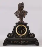 Zwart marmeren klok, beeld, Grote marmeren pendule ca