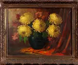 B. Sluiter, bloemen op vaas, 1930, olieverf op linnen, vaas met bloemen (beschadiging) 60x80cm