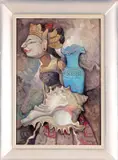 Louis Heijmans, Wajang pop, Louis Heymans 1956 (Utrecht 1890 - Middelburg), gouache op papier, stilleven met Wajang pop, schelp en vaas 32x47cm