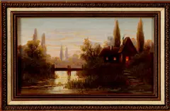 M. Müller, landschap, Muller (Duitse school) begin 20e eeuw, olieverf op linnen, landschap 30x18cm