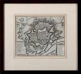 Kaart Zutphen, 17e eeuw, Landkaart Zutphen 17e eeuw (Jansonius?), gravure op papier 21x17,5cm