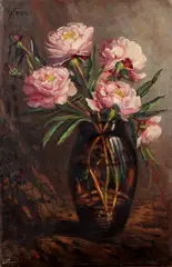 W.A. Frederik, stilleven, 1920, olieverf op linnen, glazen vaas met bloemen 70x44cm