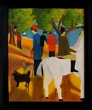Gerard Diepeveen, parkgezicht, Gerard Diepeveen (Enschede), naar August Macke, olieverf op linnen 50x60cm