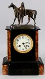 cavalrie by Antieke Franse marmeren (chip af) pendule ca, Antieke Franse marmeren (chip af) pendule ca, sold Apr 2011