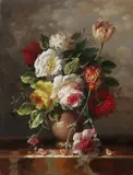 Gesigneerd Vertin, bloemstilleven, Gesigneerd Vertin 20e eeuw, olieverf op paneel, bloemstilleven 25x20cm