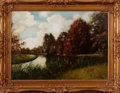 Frans Baaijens, Singraven, Frans Baaijens (1896 Enschede), olieverf op linnen, Singraven Dinkel 50x70cm