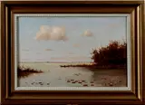 Marinus Zwart, loosdrechtse plassen, Marinus Zwart (Amsterdam 1882 - Laren), olieverf op linnen, loosdrechtse plassen met waterlelies 40x60cm