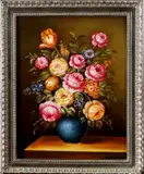 Gesigneerd Brown 21e eeuw, stilleven, Gesigneerd Brown 21e eeuw, olieverf op papier, stilleven met bloem 40x50cm