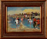 D. Pelotti, strandgezicht, Pelotti, olieverf op paneel, strandgezicht 20e eeuw 30x40cm