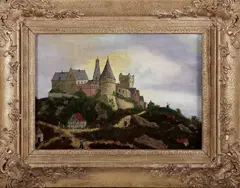 G. Diepeveen by Olieverf op paneel, Gerard Diepeveen, olieverf op linnen, slot Bad Bentheim 24x34cm, sold Jan 2011