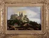 Olieverf op paneel, G. Diepeveen, Gerard Diepeveen, olieverf op linnen, slot Bad Bentheim 24x34cm
