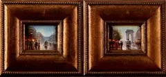 Ongesigneerd 21e eeuw, pendant Parijs, Ongesigneerd 21e eeuw, olieverf op paneel, pendant Parijs 9x8cm