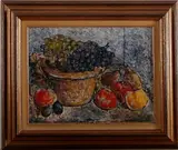 Cornelis Kwint, olieverf, Cornelis Kwint, olieverf op linnen, stilleven met fruit 47x36cm