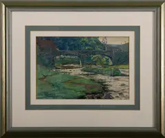 Pierre Verhaegen, aquarel, Pierre Verhaegen 1907, aquarel op papier, landschap Belgie 35x24cm