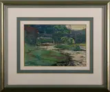 Pierre Verhaegen, aquarel, Pierre Verhaegen 1907, aquarel op papier, landschap Belgie 35x24cm