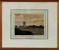 E.V. Leeuwen, aquarel, Johannes Evert van Leeuwen (Leiden 1855 - 1931 Den Haag), aquarel op papier, "De IJssel bij Hattem" 18x24cm