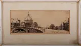 Cornelis Brandenburg, ets, Cornelis Brandenburg (Wormerveer 1884 - 1954 Amsterdam), ets op papier, Amsterdam koepelkerk 31x12cm