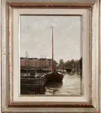 havengezicht by Frits Goosen, olieverf op linnen, havengezicht 24x30cm, Frits Goosen, olieverf op linnen, havengezicht 24x30cm, sold Jul 2010
