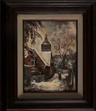 Ton Anconé, winter in Oldenzaal, Ton Anconé, olieverf op linnen, winter in Oldenzaal, 30x40cm