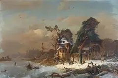 Carl Adloff, Winterliche Klosterruine, Öl auf Leinwand