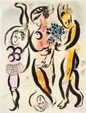 Marc Chagall, Les trois acrobates, Farblithografie auf Arches (Wasserzeichen)