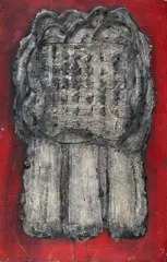 Ohne Titel by Herbert Zangs, Mischtechnik, Collage auf Holz, sold Nov 2015