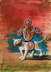 Edgar Ende, Der Löwenreiter, Gouache auf Velin