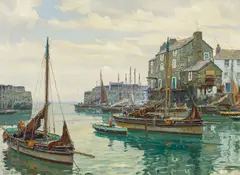 Claus Bergen, "Im Fischerdorf", Öl auf Leinwand