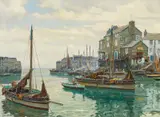 Claus Bergen, "Im Fischerdorf", Öl auf Leinwand