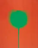 Otto Piene, Königin der Heuschrecken, Farbserigrafie auf rotem Tonpapier