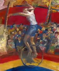 Einrad by Harald Metzkes, 1991, Öl auf Leinwand, sold Nov 2015