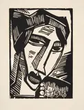 Frauenkopf by Karl Schmidt-Rottluff, Holzschnitt auf leichtem Bütten, sold Nov 2015
